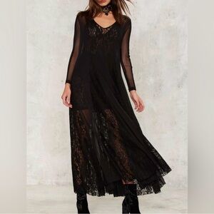 We Are HAH Women's Mama C Black Mesh Lace Maxi Dress